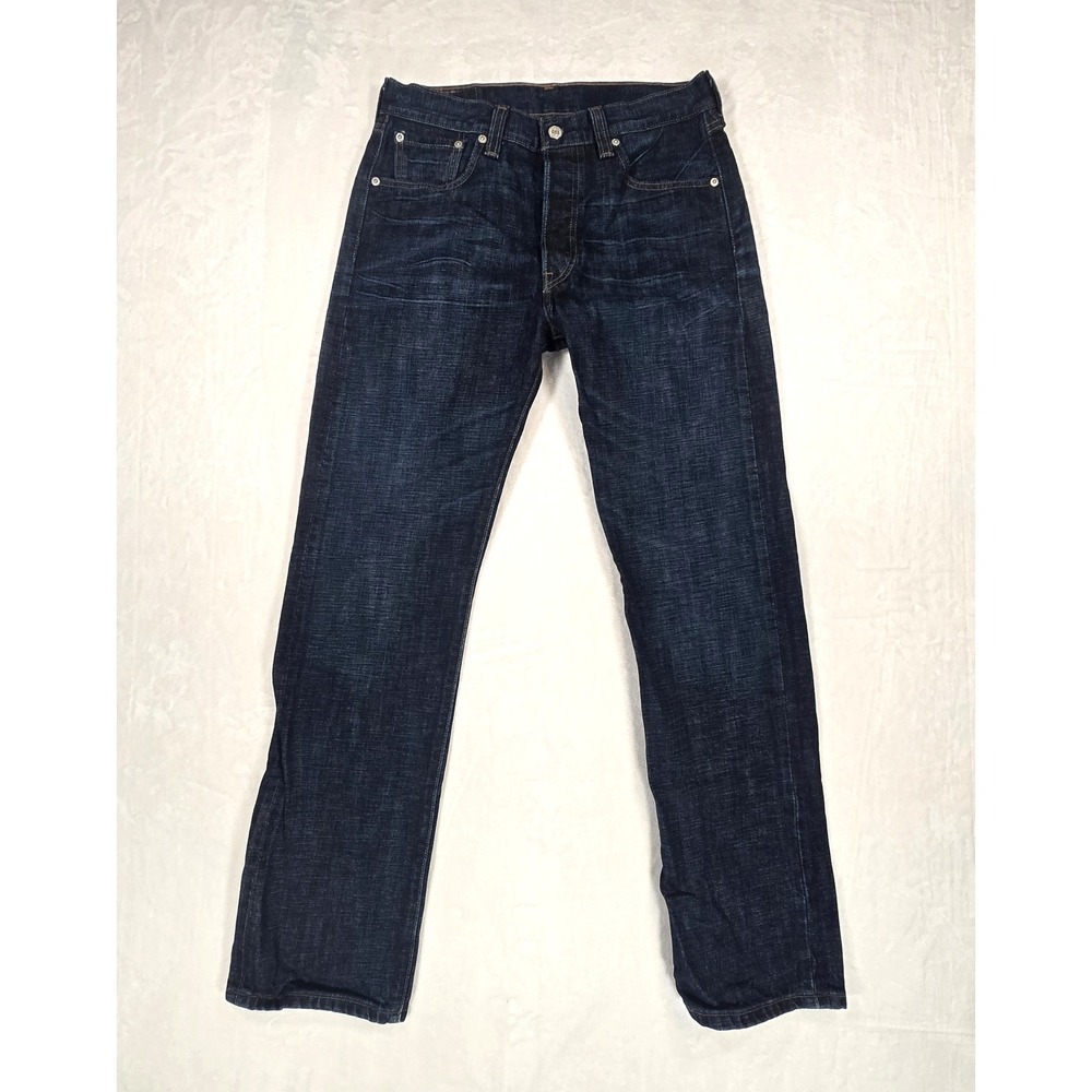 Levis 501 Original Straight Leg Jeans Mens 30x32 Dark Wash Indigo Button Fly